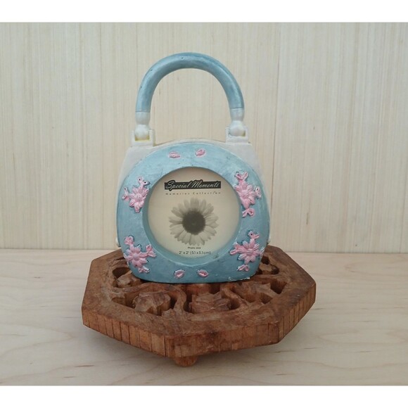 Special Moments Mini Picture Frame Purse Shape Textured Blue Gift Idea - Picture 1 of 8